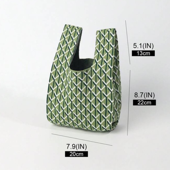 Chic Stylish Plaid Knit Mini Tote Bag for Women - Versatile, Lining - Picture 6 of 7